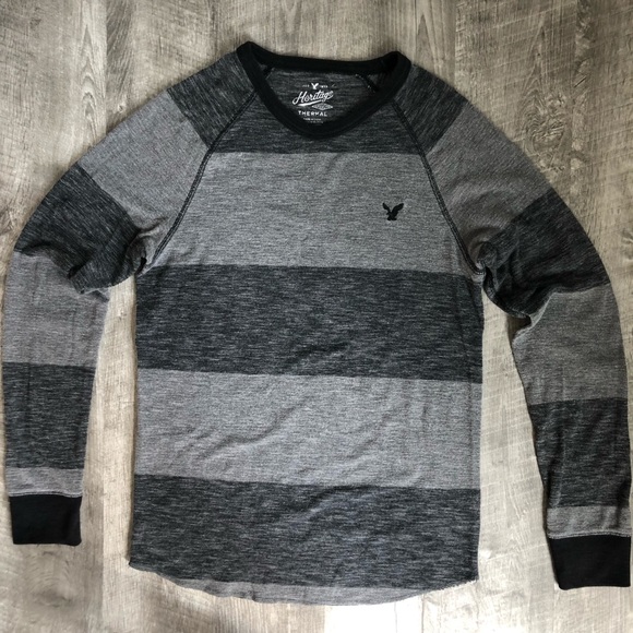 American Eagle Heritage Classic Fit Grey Black Mens Thermal, size Medium - Picture 3 of 8
